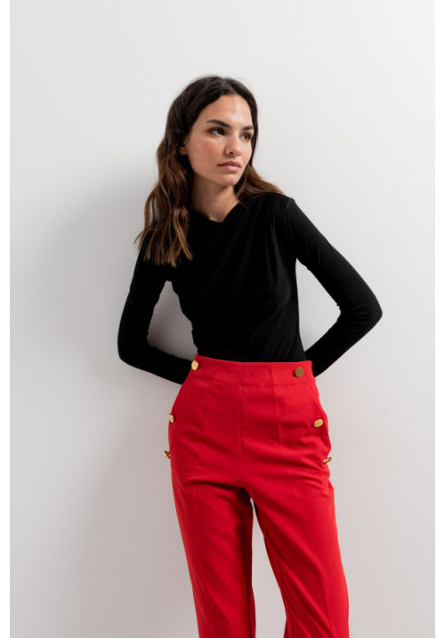 PANTALON BOTONES ROJO